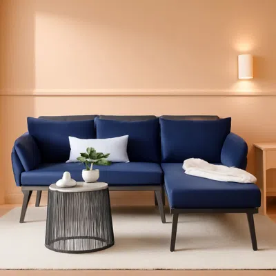 Shipitfurniture Outdoor Rope Woven Sectional Sofa Grey Navy Cushions