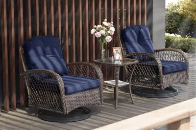 Shipitfurniture Outdoor Wicker Swivel Glider Rocker Patio Furniture Set