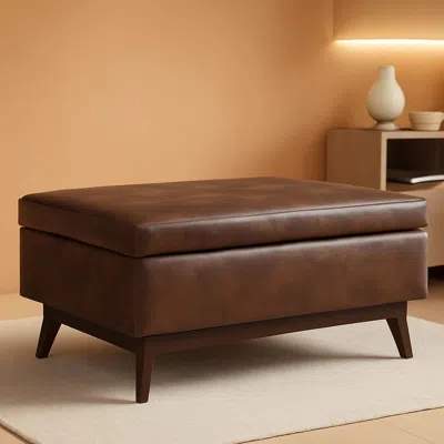 Shipitfurniture Owen 34 Distressed Chestnut Brown Coffee Table Ottoman