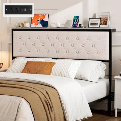 Shipitfurniture Queen Size Upholstered Headboard With Storage And Charging