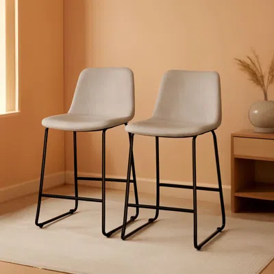 Shipitfurniture Reagan 24 Inch Leathersoft Counter Height Bar Stools Set Of 2 Light Gray