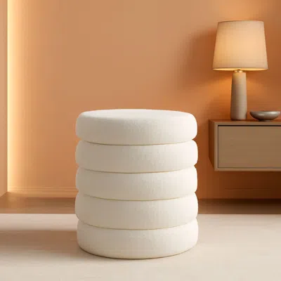 Shipitfurniture Round Ottoman With Hidden Storage And Cushioned Top