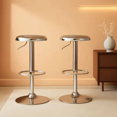 Shipitfurniture Set Of 2 Adjustable Chrome Bar Stools With 360 Degree Swivel