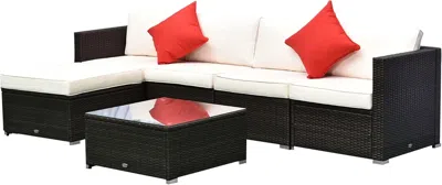 Shipitfurniture Six Piece Outdoor Wicker Sectional Sofa Set With Ottoman