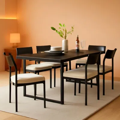 Shipitfurniture Six Seat Contemporary Dining Set Black Upholstered