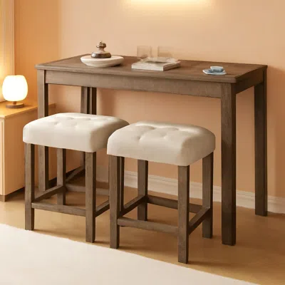 Shipitfurniture Sophisticated Walnut Finish Counter Height Bar Table