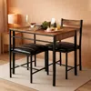 Shipitfurniture Space Saving Dining Table Set For Two Rustic Brown Finish