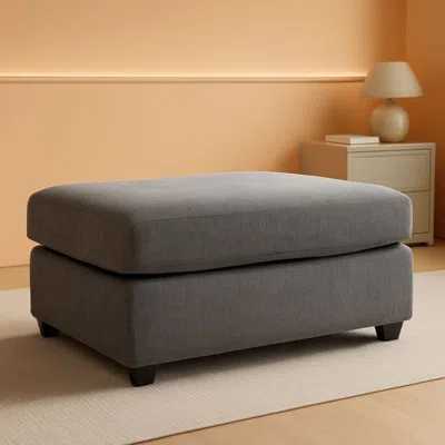 Shipitfurniture Stairatt Rectangular Grey Upholstered Ottoman Cushioned