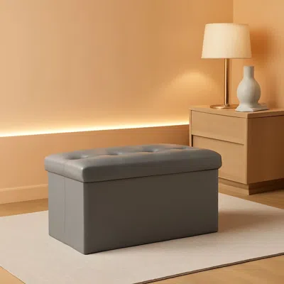 Shipitfurniture Storage Ottoman Bench 30 Inch Grey Removable Divider