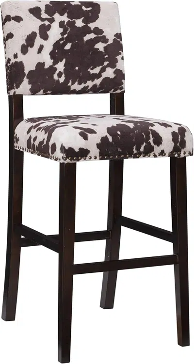 Shipitfurniture Stylish Cowhide Print Bar Stool With Comfortable Padded Seat In Multi