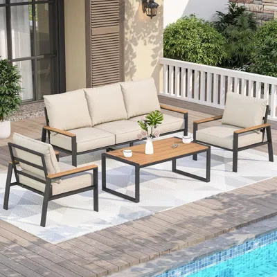 Shipitfurniture Stylish Four Piece Outdoor Patio Furniture Conversation Set