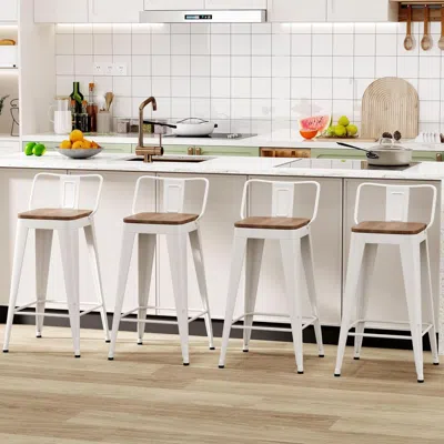 Shipitfurniture Stylish Set Of Four Stackable Counter Height Bar Stools In Multi