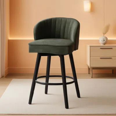 Shipitfurniture Swivel Counter Height Bar Stools Set Of 4 26 Inch Green Faux Leather