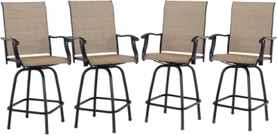 Shipitfurniture Swivel Outdoor Bar Stools Set Of Four Durable Chairs