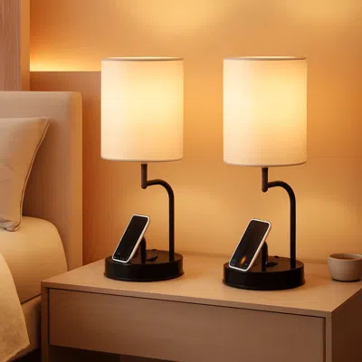 Shipitfurniture Table Lamp With 3 Usb Ports And Ac Outlet For Bedroom In Multi
