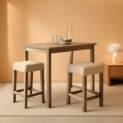 Shipitfurniture Taupe Upholstered Counter Height Elegant Dining Set