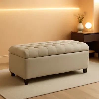 Shipitfurniture Tufted Extralarge Storage Ottoman Bench Hinged Lid