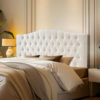 Shipitfurniture Tufted Linen Upholstered Headboard For Queen Full Beds