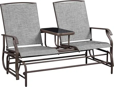 Shipitfurniture Two-seat Outdoor Glider Bench With Center Table