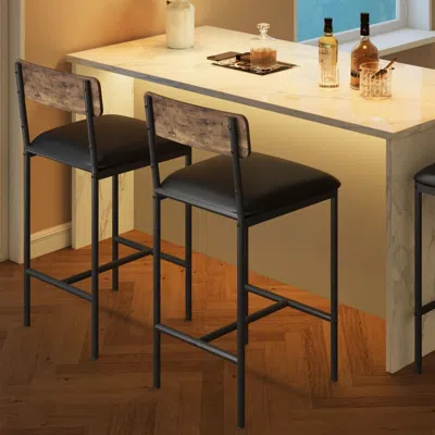 Shipitfurniture Upholstered Bar Stools Set Of Two With Backrest