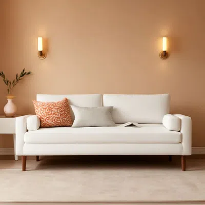 Shipitfurniture Valour Performance Velvet Sofa White Mid Century Modern