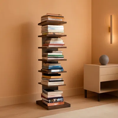 Shipitfurniture Vertical Bookshelf 8 Tier Rustic Brown Corner Shelf