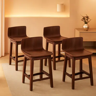 Shipitfurniture Walnut Swivel Bar Stools Set Of 4 Counter Height Kitchen