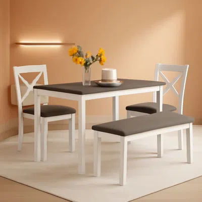 Shipitfurniture White Slate Grey Solid Wood Contemporary Dining Table Six Seater