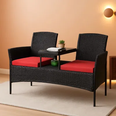 Shipitfurniture Wicker Outdoor Conversation Set With Removable Cushions