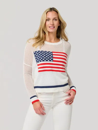 Shiraleah American Flag Mesh Sweater In White