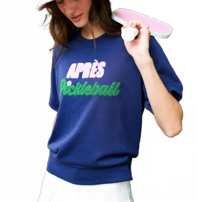 Shiraleah Apres Pickleball Lightweight Short Sleeve Shirt In Navy In Blue