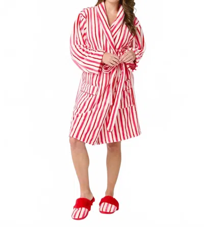 Shiraleah Candy Striped Bathrobe In Red/ Pink / White