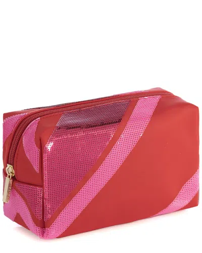 Shiraleah Cara Diagonal Stripe Cosmetic In Pink