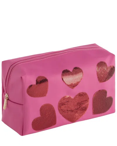 Shiraleah Cara Sequin Hearts Zip Pouch In Pink