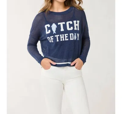 Shiraleah Catch Of The Day Mesh Sweater In Navy In Blue