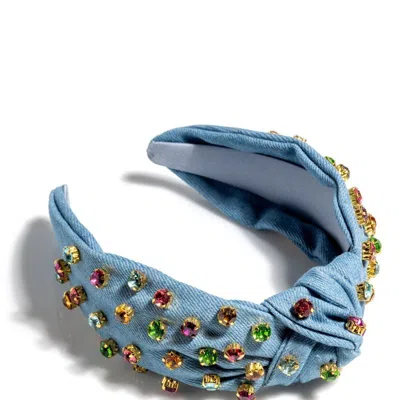 Shiraleah Embellished Denim Knotted Headband, Blue