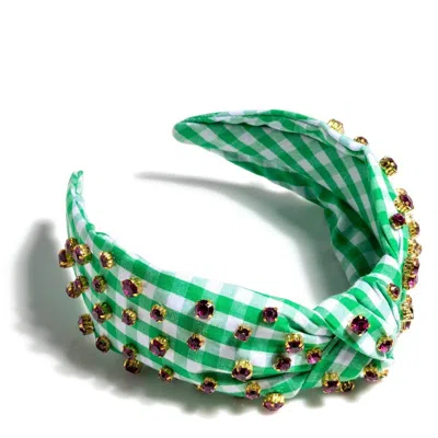 Shiraleah Embellished Gingham Knotted Headband, Green