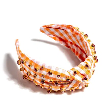 Shiraleah Embellished Gingham Knotted Headband, Orange