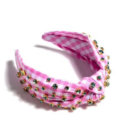 Shiraleah Embellished Gingham Knotted Headband, Pink