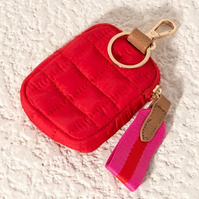 Shiraleah Ezra Quilted Nylon Clip-on Pouch, Red