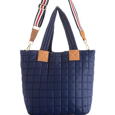 Shiraleah Ezra Quilted Nylon Tote, Navy In Blue