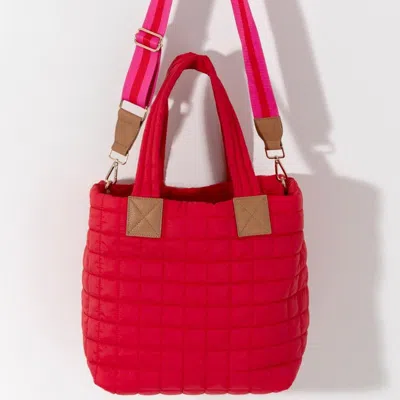 Shiraleah Ezra Quilted Nylon Tote, Red