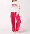 Shiraleah Festive Stripe Boxer Pant In Red / Pink In Red