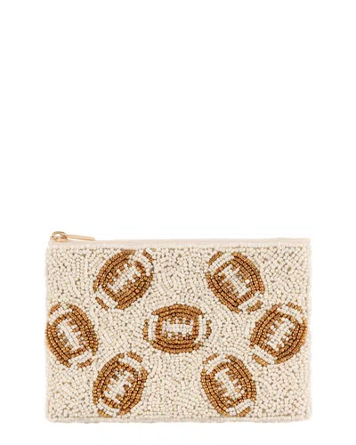 Shiraleah Footballs Beaded Zip Pouch In White