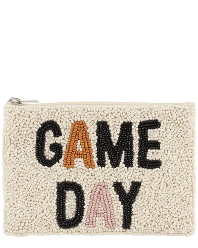 Shiraleah Game Day Beaded Zip Pouch In White