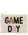 Shiraleah Game Day Beaded Zip Pouch In White