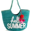 SHIRALEAH "HELLO SUMMER" TOTE, TURQUOISE