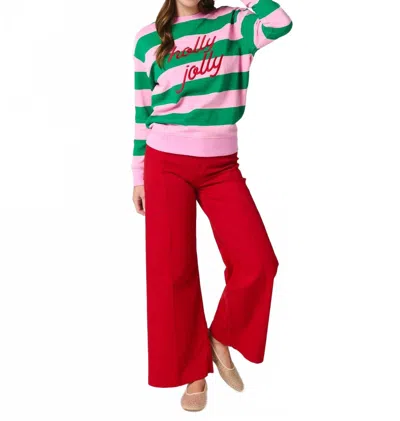 Shiraleah Holly Jolly Striped Classic Sweatshirt In Pink In Multi