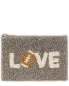 Shiraleah Love Beaded Zip Pouch In Silver