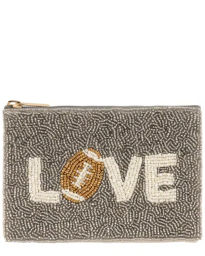 Shiraleah Love Beaded Zip Pouch In Silver